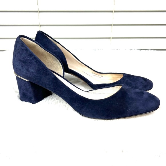 🚫SOLD!*|•COLE HAAN•| Navy Suede Cut Out Chunk Heel Dress Shoe* - Picture 3 of 16